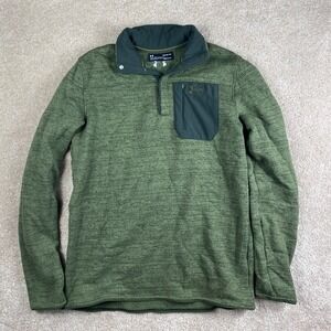 Under Armour Mens ColdGear Snap Fleece Pullover Olive Green Medium Loose Fit